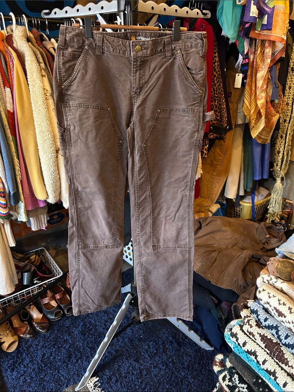 Carhartt Women's Brown Work Jeans with reinforced knees